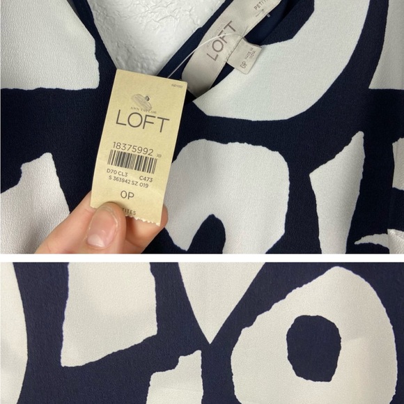 New loft navy and white allover geo print maxi dress 0P - Picture 3 of 3
